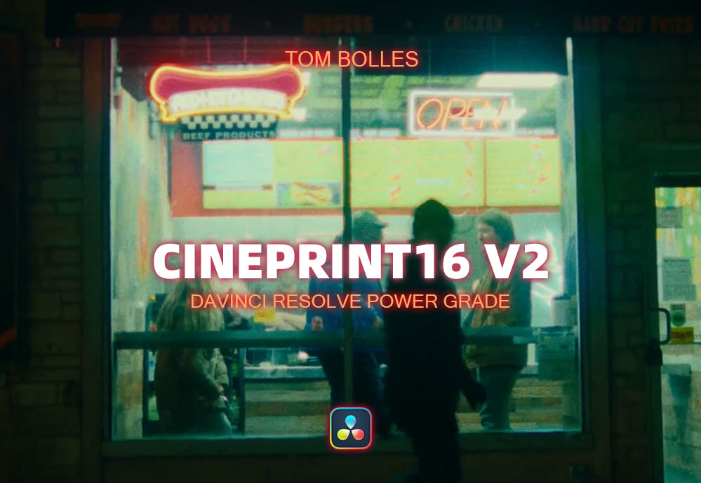 Tom Bolles 复古电影胶片光晕纹理灰尘质感调色节点预设 Cineprint16 Powergrade V2 . 第1张