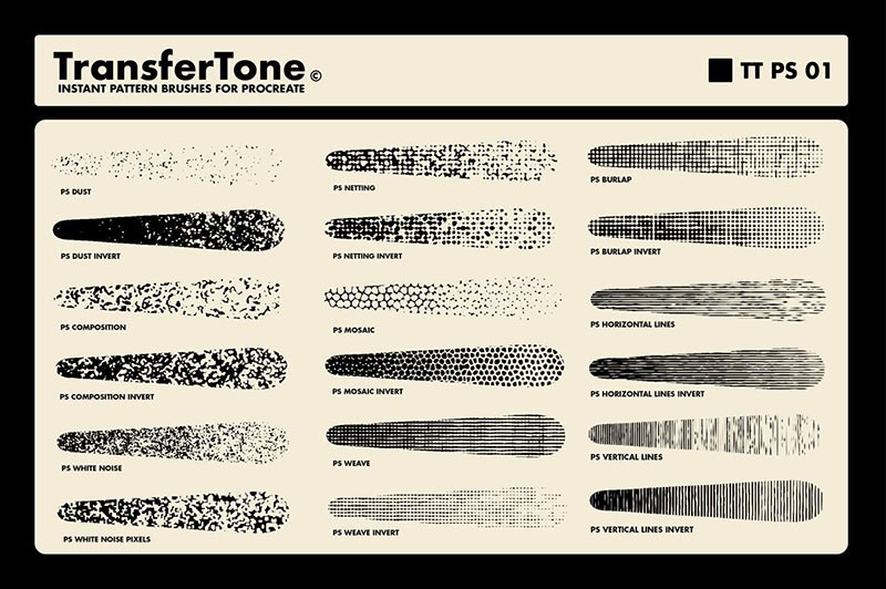80+复古半色调图案纹理Procreate笔刷 笔刷资源 第8张