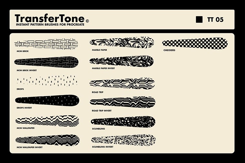 80+复古半色调图案纹理Procreate笔刷 笔刷资源 第12张