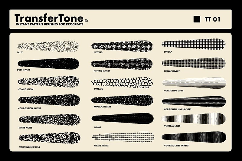 80+复古半色调图案纹理Procreate笔刷 笔刷资源 第13张
