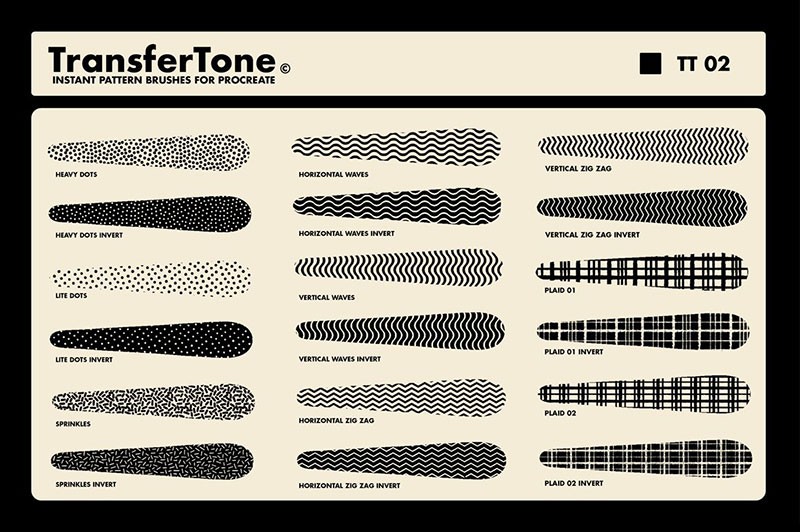 80+复古半色调图案纹理Procreate笔刷 笔刷资源 第14张