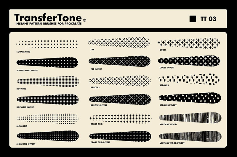 80+复古半色调图案纹理Procreate笔刷 笔刷资源 第15张