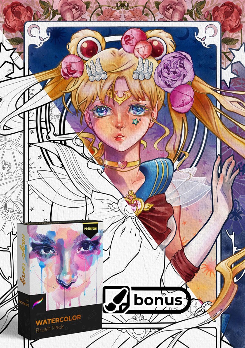 Procreate逼真水彩插画笔刷套装 笔刷资源 第1张