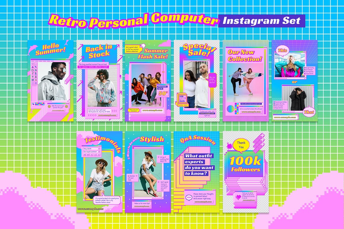 Aiyari Graphic 10个复古WIN95个人电脑INS风竖屏对话框弹窗PSD模板包 Retro Personal Computer Instagram 样机素材 第4张