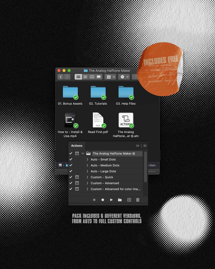 高分辨率一键式文本徽标量图模拟半色调制作器PS动作 Alex One Click Boutique Analog Halftone Maker 插件预设 第5张
