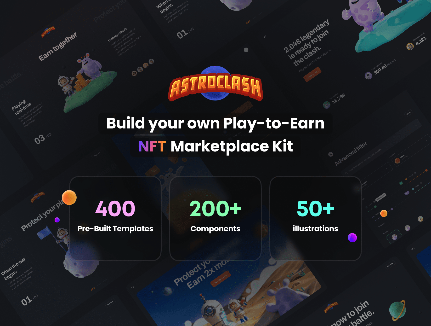 高级史诗级游戏NFT市场设计套件 Play-to-Earn NFT Marketplace Kit APP UI 第6张