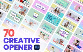 70个孟菲斯风创意弹窗对话框场景PSD模板包 Creative Opener Pack