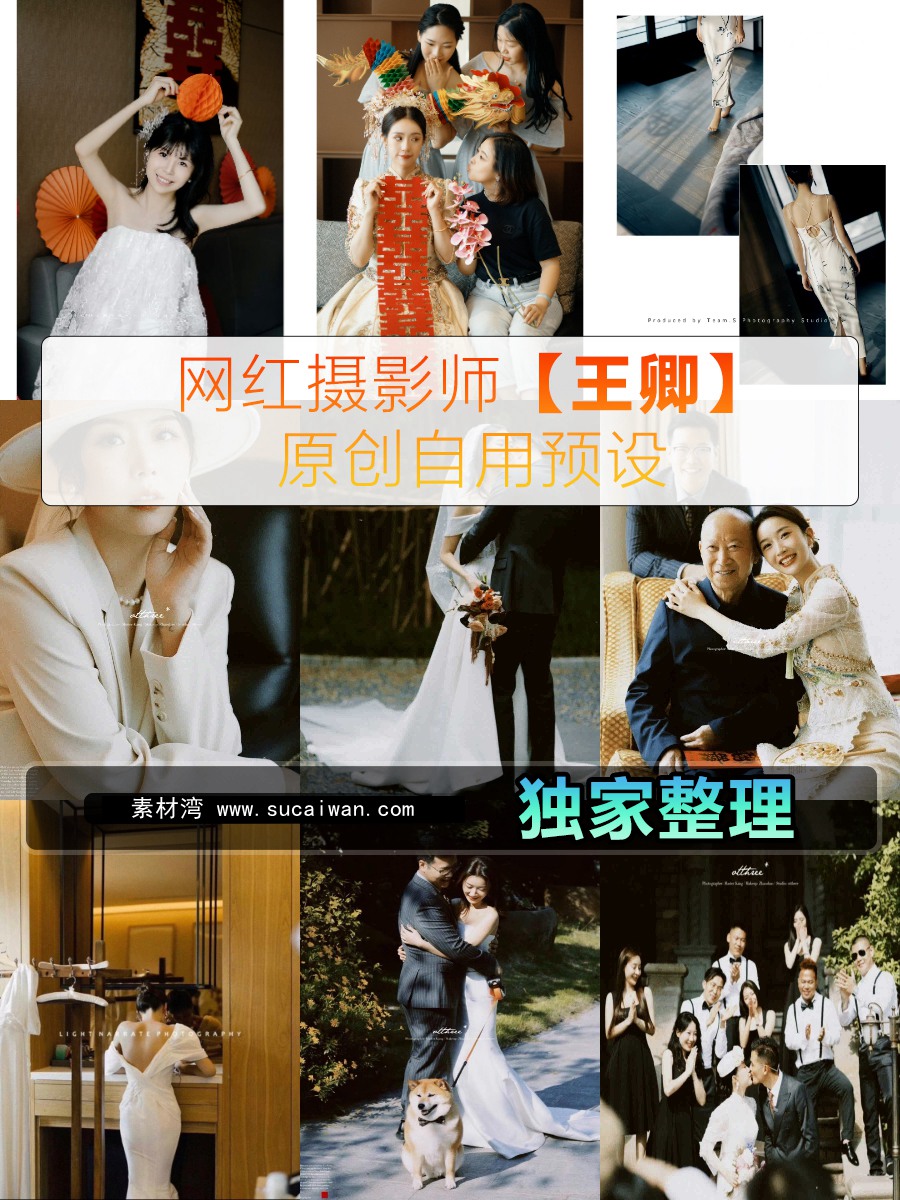 抖音小红书网红摄影师【王卿】婚礼跟拍/宴会跟拍LR预设 婚纱婚礼万能预设 胶片预设11款 电脑版ps/lr预设配置文件滤镜附教程 插件预设 第1张