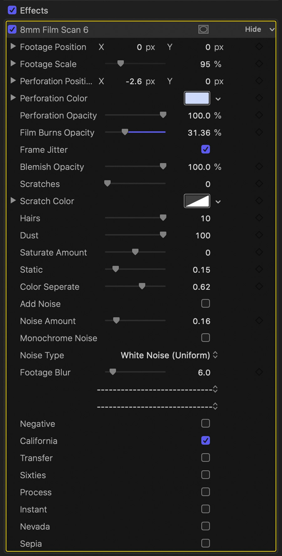 FCPX插件：复古柯达8mm胶片烧伤颗粒灰尘穿孔电影哑光包 Dirty Film Matte Pack (Super 8mm) – Final Cut Pro 插件预设 第9张