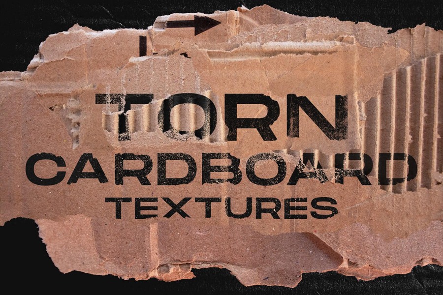 新潮做旧划痕纸壳撕纸纸板纹理贴图PNG素材 Visual Fear Torn cardboard textures 图片素材 第1张