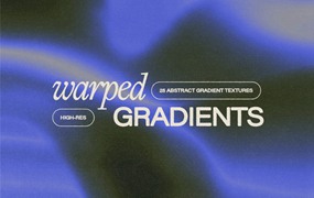 25张复古酸性艺术颗粒感扭曲弥散光渐变纹理PNG图片素材 Warped Gradient Textures by Fox Rockett Studio