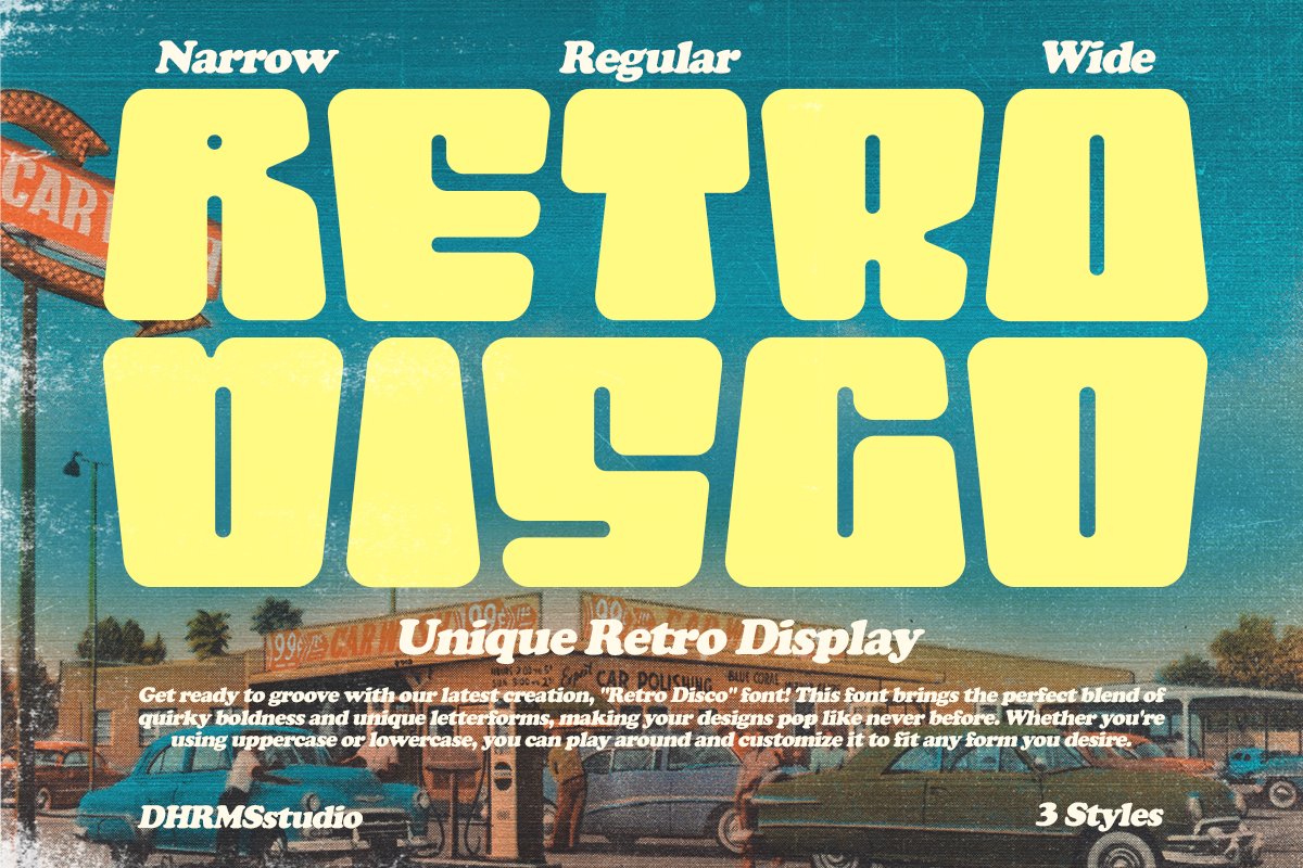 俏皮感时尚复古品牌海报徽标设计装饰英文字体 Retro Disco - Unique Retro Display . 第1张