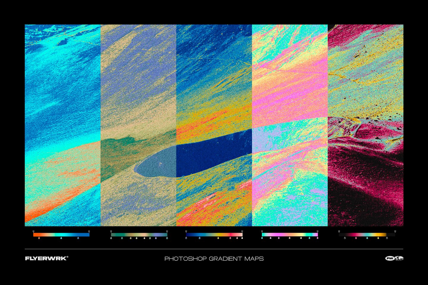 120张嘻哈迷幻热像仪彩色渐变预设划痕PS动作 Flyerwrk Koloranz-Gradient-Maps 插件预设 第7张