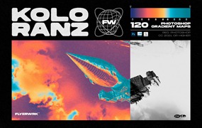 120张嘻哈迷幻热像仪彩色渐变预设划痕PS动作 Flyerwrk Koloranz-Gradient-Maps