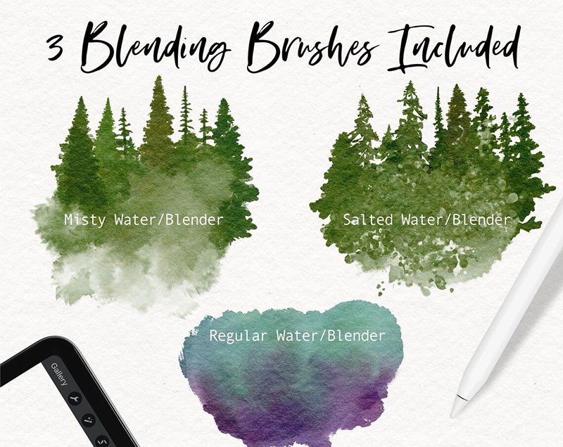 Procreate森林水彩画笔套装 APP UI 第4张