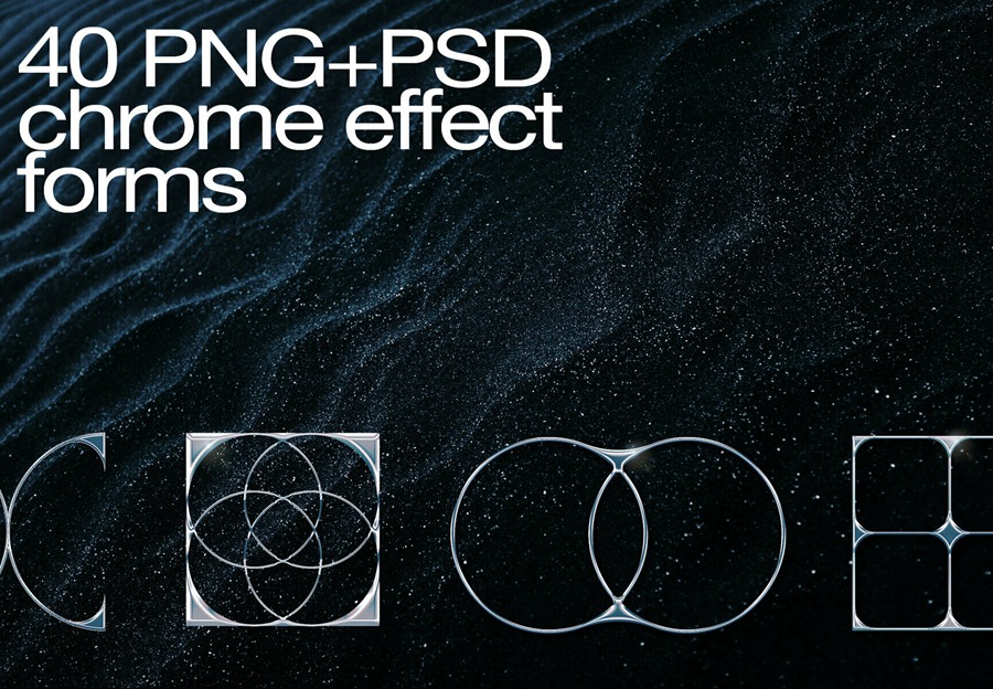 120个新未来主义抽象艺术酸性镀铬形状3D色彩效果包PSD样机模板+PNG素材 Chroma Forms Ultimate 40 Pack 图标素材 第3张