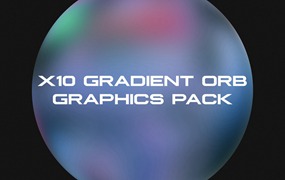 GFXDATABASE 高分辨率独特混合圆形渐变球形叠加图片素材 X10 Gradient Orb Graphics