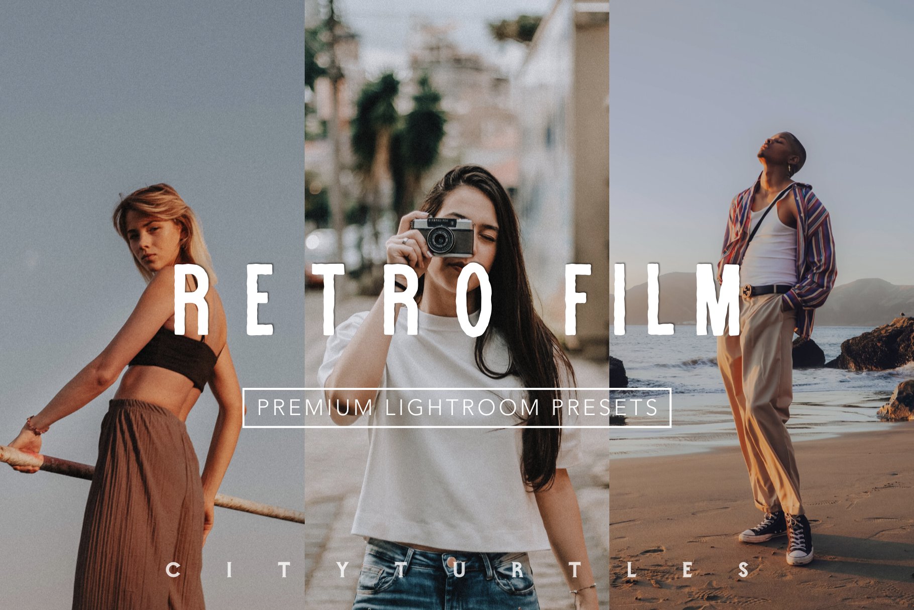 CityTurtles 26个城市街拍旅拍复古胶片LR调色预设包+手机端DNG预设包 RETRO FILM Lightroom Presets Pack 插件预设 第1张