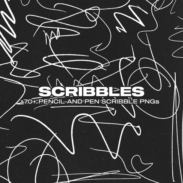 70个复古抽象涂鸦手写不规则线条PNG素材包 ALBUM ART ARCHIVE – SCRIBBLES 图片素材 第2张