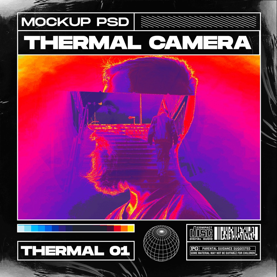 50个霓虹渐变梯度热像仪PSD样机模板 Thermal Camera 样机素材 第2张