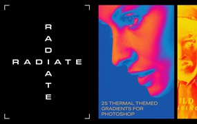 Radiate 25种不同形状热感应Photoshop渐变效果PS渐变预设