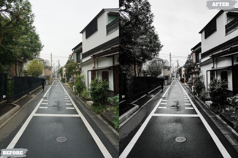 黑暗氛围街道风景情绪街拍摄影后期调色Lightroom预设 插件预设 第3张