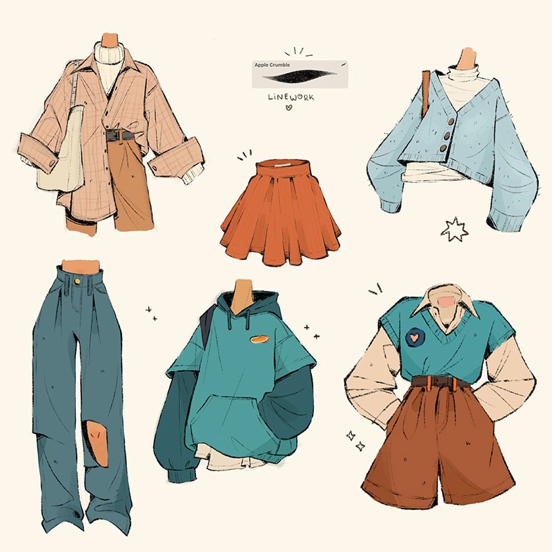 Procreate美式插画服装速写笔刷 APP UI 第6张