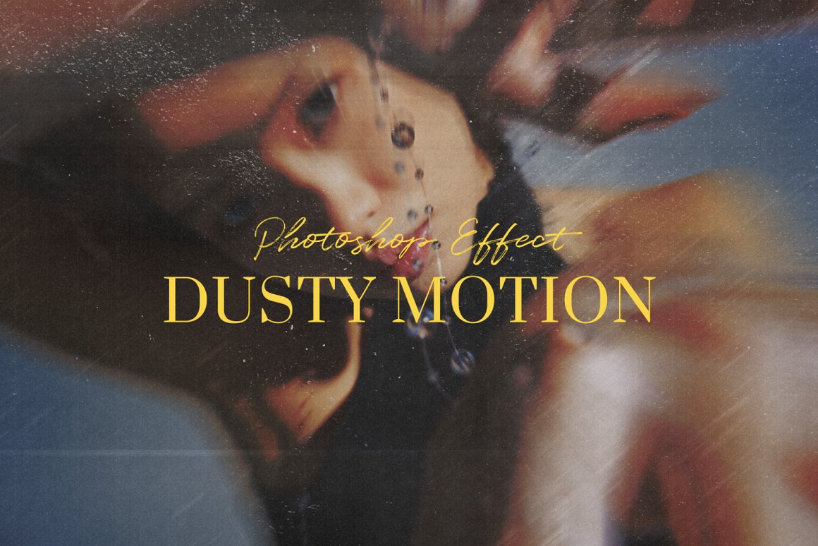 复古做旧噪点粗糙污迹肌理肮脏颗粒灰尘叠加PSD效果样机 Dusty Motion Photoshop Effect . 第1张