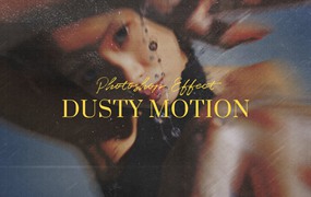 复古做旧噪点粗糙污迹肌理肮脏颗粒灰尘叠加PSD效果样机 Dusty Motion Photoshop Effect