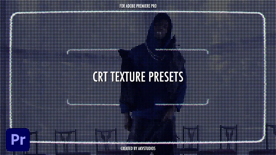 AKV Studios 25个复古半调信号故障失真毛刺CRT纹理模拟视频叠加+PR预设 CRT Texture Presets . 第1张