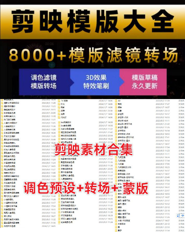 8000+剪映相关预设模板合集,含调色预设+转场+蒙版等 插件预设 第1张