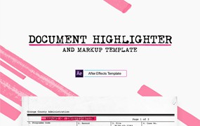 AE模板：历史叙事纪录片式电影文档荧光画笔标记模板 Document Highlighter