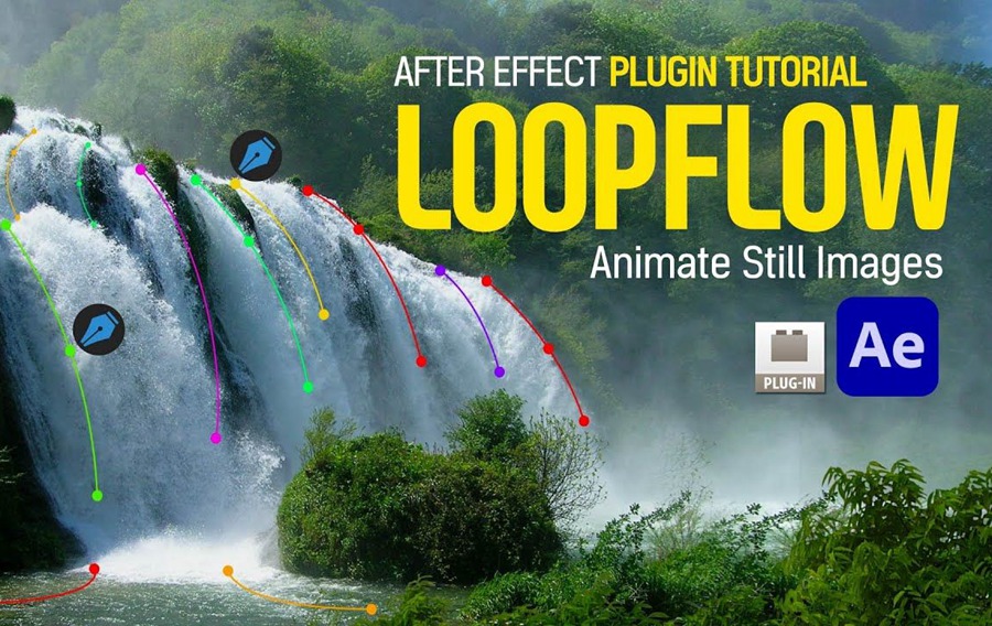 中文汉化版AE插件！静态图片局部流动循环动画特效 loopFlow 1.3.1，WIN/MAC 插件预设 第1张