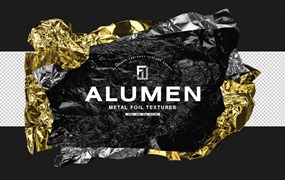 Flyerwrk 新潮现代感手工制作褶皱切割形状金属箔纹理图片素材 ALUMEN – METAL FOIL TEXTURES