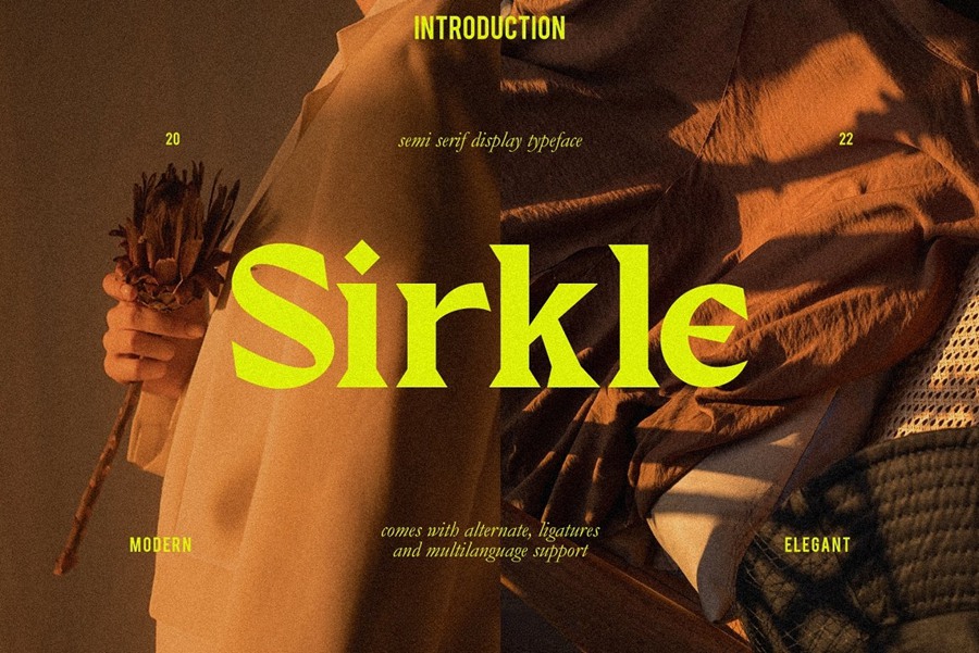 英文字体：现代时尚前卫风格锐利弯曲半衬线海报包装英文字体 Sirkle - Semi Serif Display 设计素材 第1张