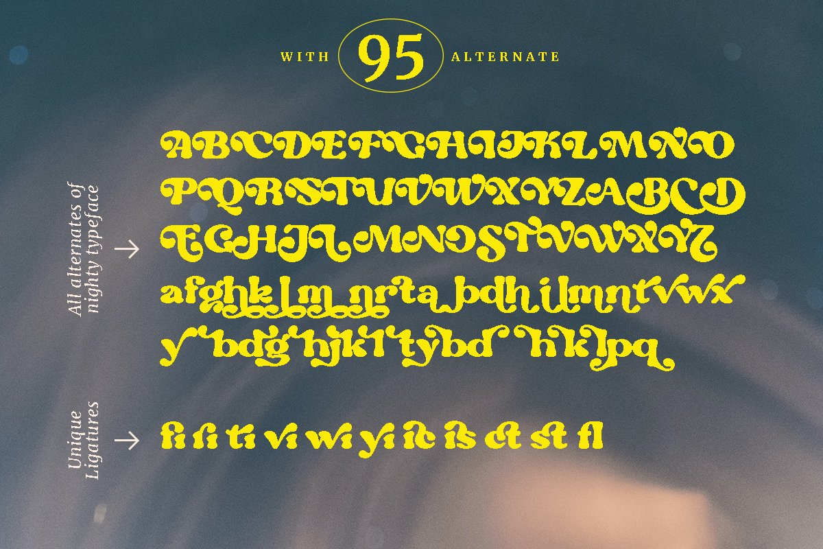 英文字体：70年代复古夜景怀旧氛围杂志衬线英文字体 设计素材 第11张