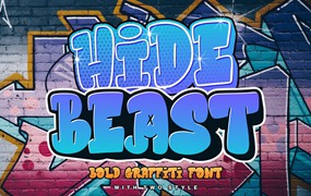 英文字体：大胆时髦复古手绘泡泡涂鸦品牌包装字体 Hidebeast