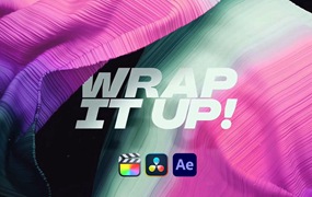 FCPX/AE/DR 4K标题模板3D渐变织物动画背景 达芬奇、FCP、AE模板3合1 Wrap It Up Titles