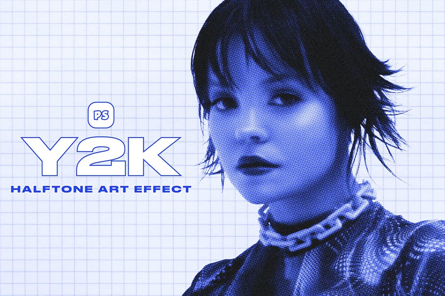 复古半色调艺术照片效果 Y2K Halftone Art Effect , 第1张