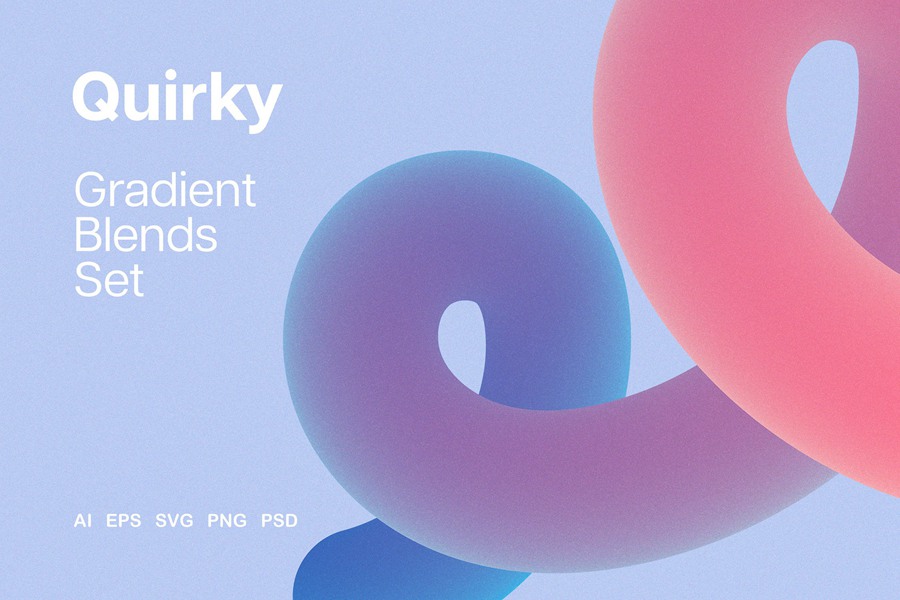 创意抽象扭曲渐变3D艺术品PNG、AI矢量设计素材 Quirky Gradient Blends , 第1张