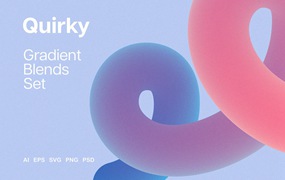 创意抽象扭曲渐变3D艺术品PNG、AI矢量设计素材 Quirky Gradient Blends