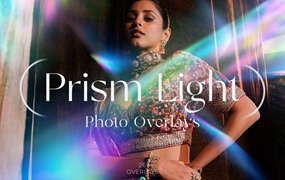 摄影后期人像时尚照片明亮多彩棱镜光图形纹理照片叠加 Prism Light Photo Overlays