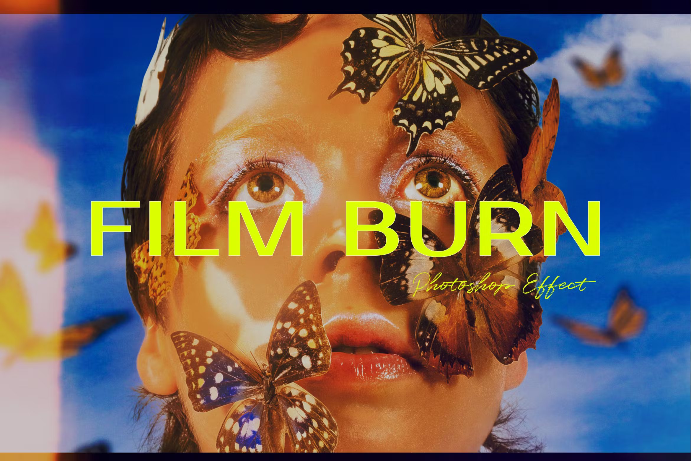 3种复古怀旧胶片漏光烧伤效果Photoshop模板 Efecto Photoshop Film Burn , 第1张