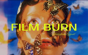 3种复古怀旧胶片漏光烧伤效果Photoshop模板 Efecto Photoshop Film Burn