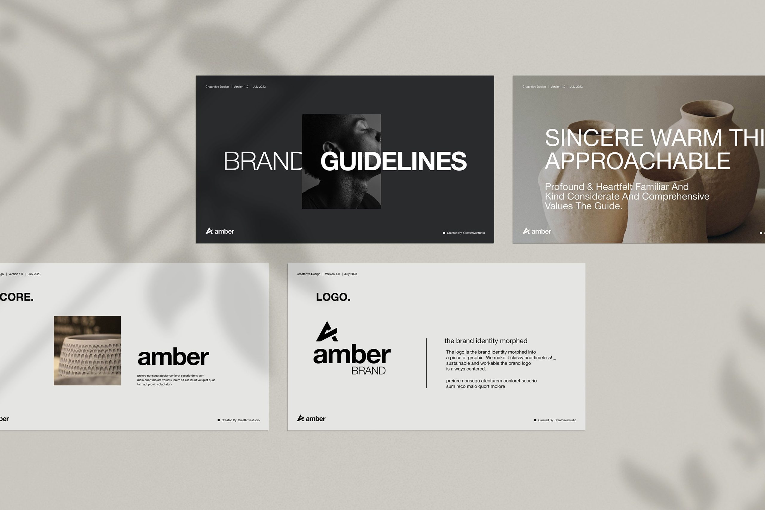 Amber | Brand Guidelines 40个完全可定制的布局设计模板封面徽标调色板版式数字在线社交媒体字体CANVA和Indesign模板 , 第5张