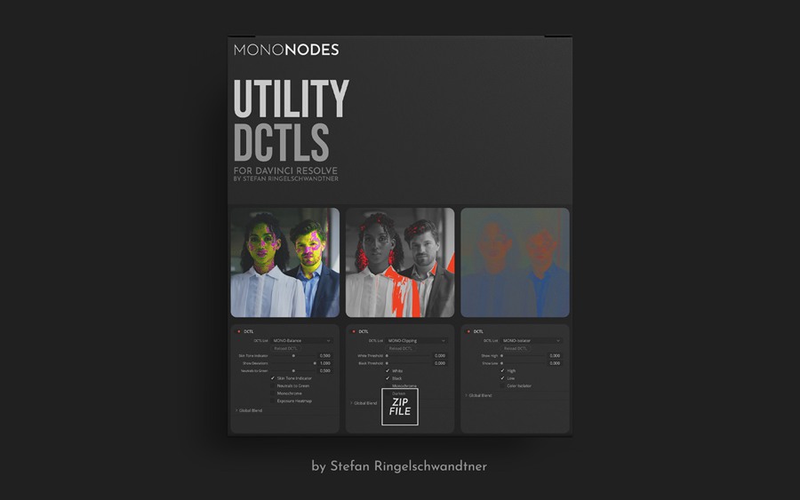 MonoNodes – UTILITY DCTLS 达芬奇图像分析调整肤色管理颜色偏差平衡及亮部暗部分离DCTL插件 DaVinci Resolve DCTLS , 第1张