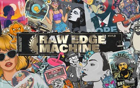 复古街头文化氛围粗糙磨损撕破贴纸肮脏艺术品海报生成PS动作 Raw Edge Sticker Poster Machine