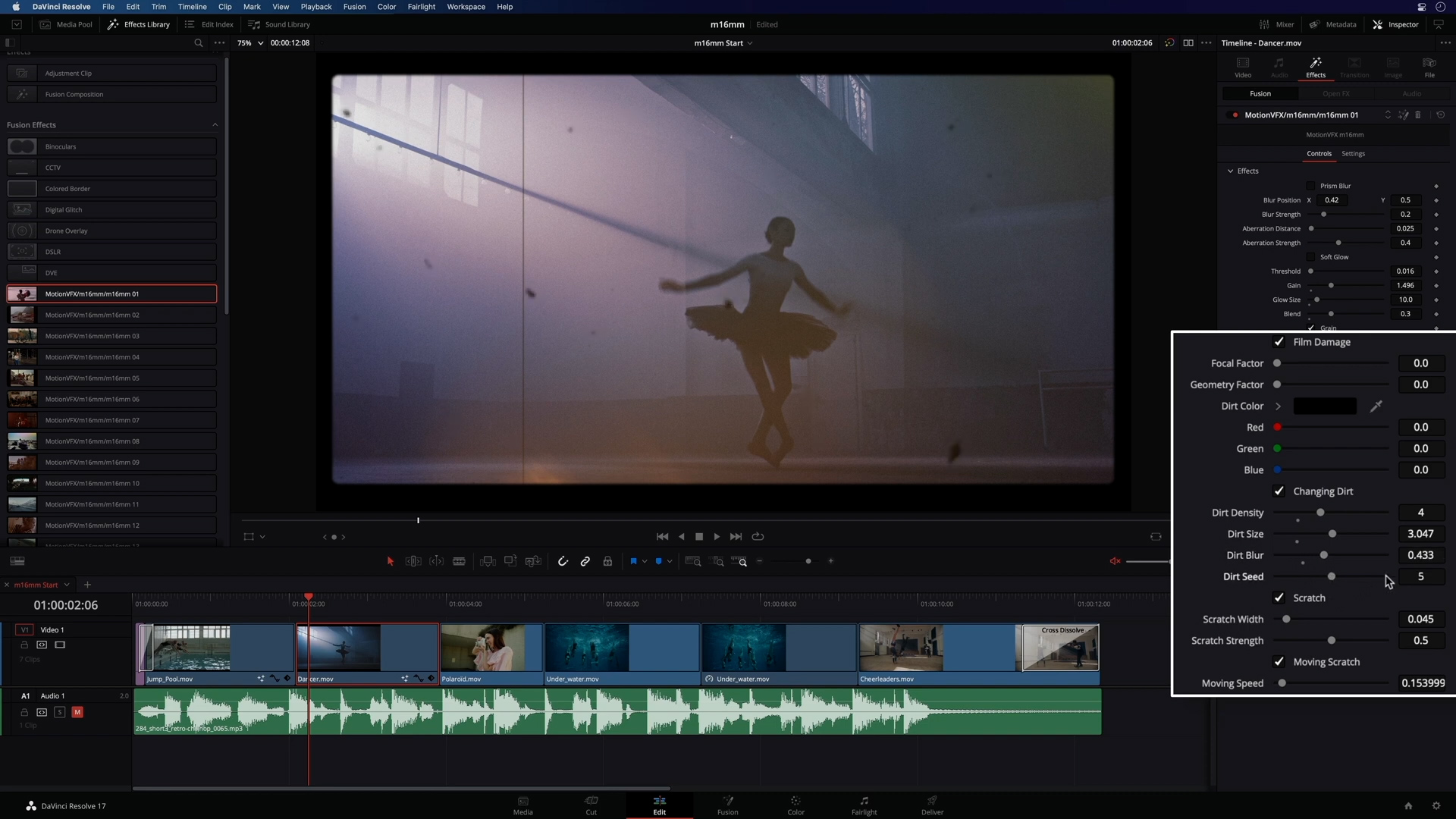 达芬奇预设 MotionVFX – m16mm 30种非凡独特复古电影美学胶片预设 胶片遮罩框/颗粒/扭曲划痕/棱镜/高光梦幻黑柔达芬奇插件预设 , 第12张