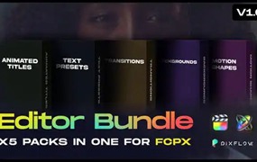 FCPX插件：2154个创意文字动作预设标题排版MG图形背景转场动画 FCPX Editor Bundle