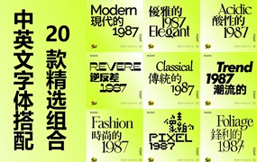 2022 新潮视觉美学逆反差酸性像素风格海报轮播杂志中文英文字体包